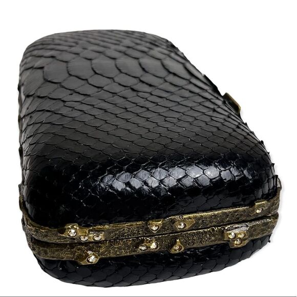 CLARA KASAVINA Crystal-Embellished Black Python Clutch - Picture 10 of 13